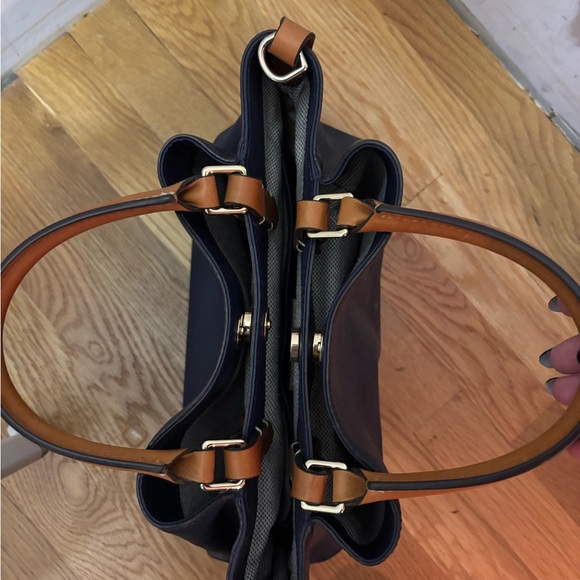 Dooney & Bourke Dark Blue Leather Tote - Picture 4 of 5